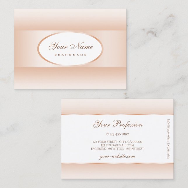 Modern White Pastel Pink Ombre Oval Frame Elegant Business Card (Front/Back)