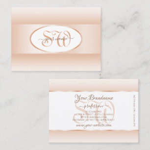 Modern White Pastel Pink Ombre Oval Frame Initials Business Card