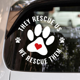 Modern White Paw Print Red Heart Pet Lover Window Cling