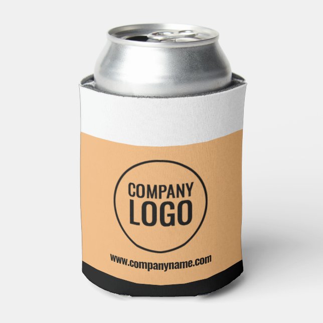 Modern White Peach Black Company Logo Website Can Cooler (Can Front)
