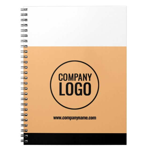 Modern White Peach Black Company Logo Website Notebook (Front)