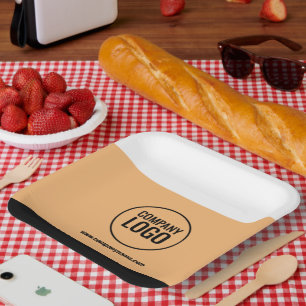 Modern White Peach Black Company Logo Website Paper Plate