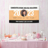 Modern White Peach Black Employee of Year Photo