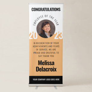 Modern White Peach Black Employee of Year Retractable Banner