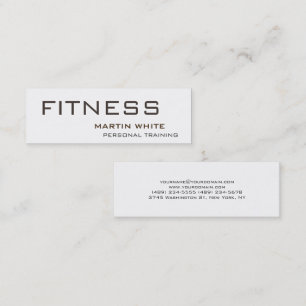 Modern White Personal Trainer Gym Bodybuilding Mini Business Card
