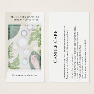 Modern White Photo Candle Care Card