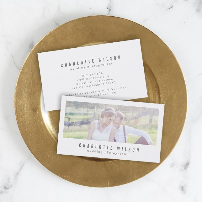 Modern White Photographer Photo Business Card (Creator Uploaded)
