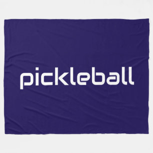 Modern White PICKLEBALL Text On Deep Navy Blue Fleece Blanket