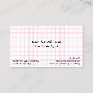 Modern White Pink Chequered Geometric Pattern Chic Business Card