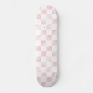 Modern White Pink Squares chequerboard Skateboard
