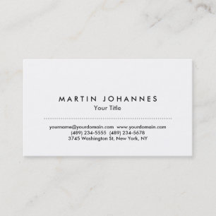 Modern white plain professional business card