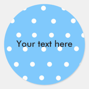 Modern white polka dots on baby blue background classic round sticker