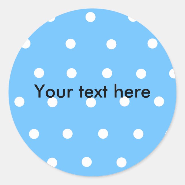 Modern white polka dots on baby blue background classic round sticker (Front)
