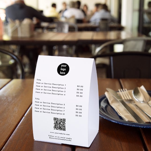 Modern White Price List QR Code Social Media  (Insitu(Restaurant))