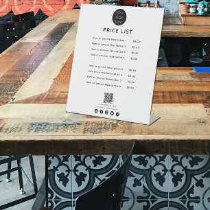 Modern White Price List QR Code Social Media Pedestal Sign