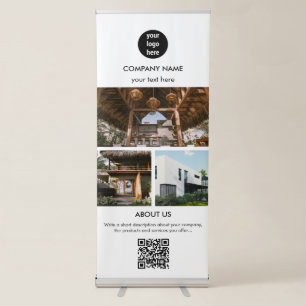 Modern White Professional Logo Business 3 Photos Retractable Banner