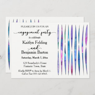 Modern White Purple, Pink, Blue Engagement Party Invitation