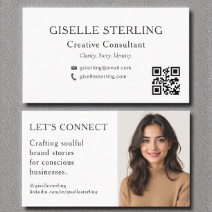 Modern White QR Code Professional Photo Business Card