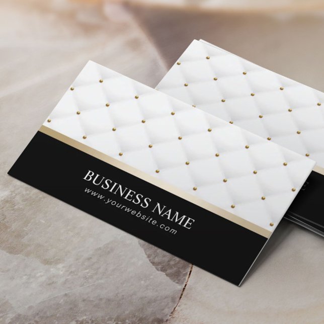 Modern White Quilts Beauty Salon SPA Business Card (Creator Uploaded)