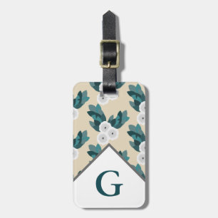 Modern White Ranunculus Floweres & Initial Letter Luggage Tag
