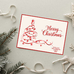 Modern White Red Christmas Card Photo