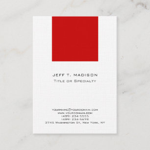 Modern White Red Clean Minimalist Business Card