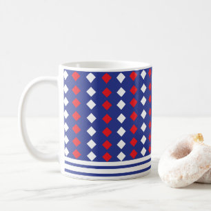 Modern White Red Diamond Stripe Coffee Mug
