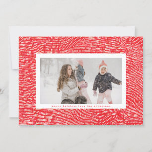 Modern White & Red Doodle Christmas Frame Photo Holiday Card