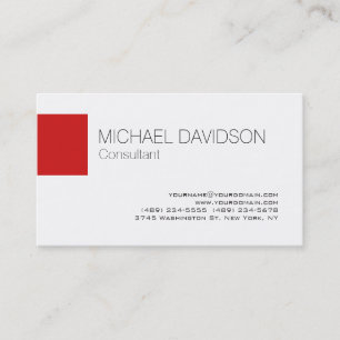 Modern White Red Elegant Stylish Business Card