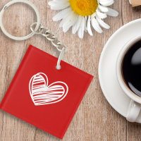 Modern White Red Heart Birthday Anniversary Womens