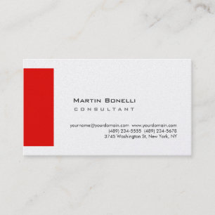 Modern White Red Simple Business Card