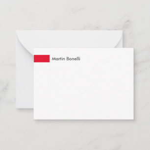 Modern White Red Simple Minimalist Card