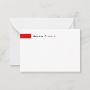 Modern White Red Simple Minimalist Card