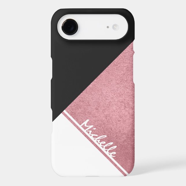 Modern White Rose Gold Black triangle Case-Mate iPhone Case (Back)