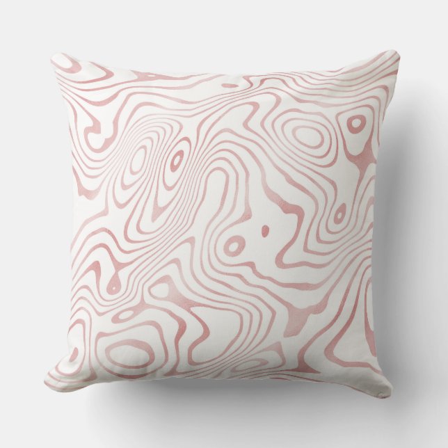Modern White Rose Gold Marble Abstract Cushion (Front)
