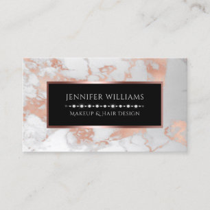 Modern White Rose Gold Marble Makeup Artist Salon Business Card