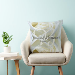 Modern White Rose Keepsake Throw Pillow