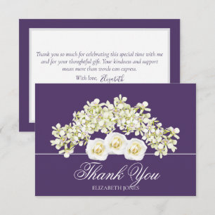 Modern White Roses Bridal Shower Thank You Card