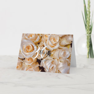 Modern White Roses Floral 30th Birthday Card