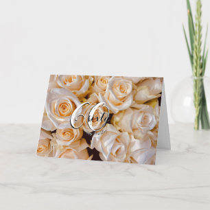Modern White Roses Floral 60th Birthday Card