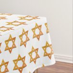 Modern White | Rosh Hashanah | STAR OF DAVID Tablecloth<br><div class="desc">Modern white STAR OF DAVID Tablecloth, showing with faux gold Star of David in a tiled pattern. This is a minimalist, simple elegant design, suitable for Jewish holidays and celebrations, such as Rosh Hashanah, Chanukah, Passover, Bar/Bat Mitzvahs, etc. Available in other colours, or you can change the colour by clicking...</div>