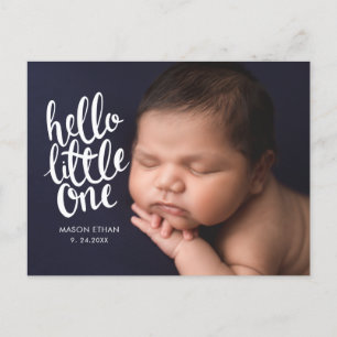 Modern White Script Calligraphy Birth Announcement