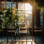 Modern White Script Couples Names Wedding Welcome Window Cling<br><div class="desc">Modern White Couples Names Wedding Welcome Window Cling for a window,  mirror or acrylic surface. Please read the product description as there are several options for this decal.</div>