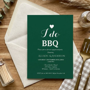 Modern white script i do bbq engagement party invitation
