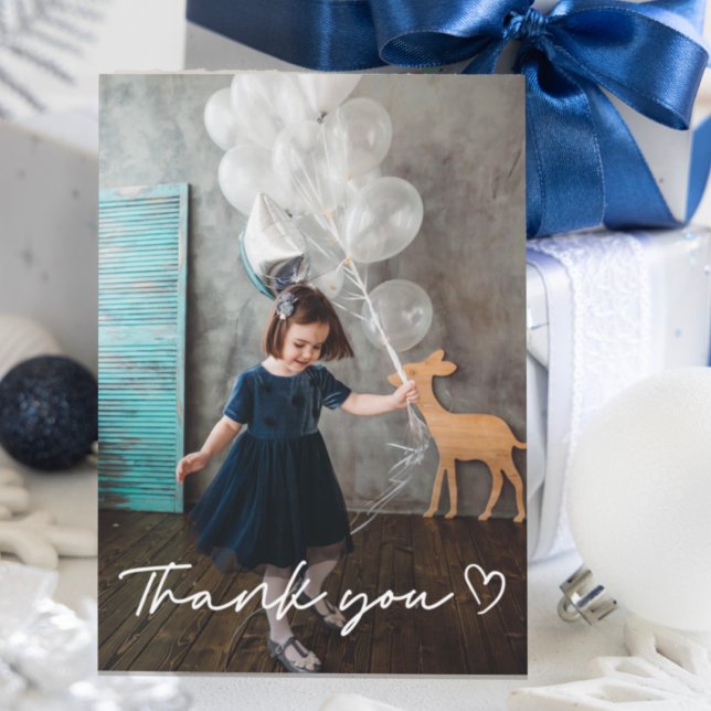 Modern White Script Kid Birthday Thank You  Card (Creator Uploaded)