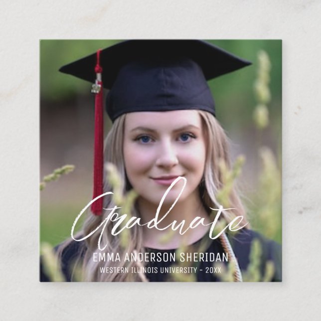 Modern White Script Photo Foil Invitation (Front)