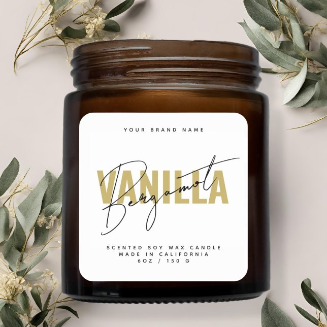 Modern white script typography candle label (Creator Uploaded)