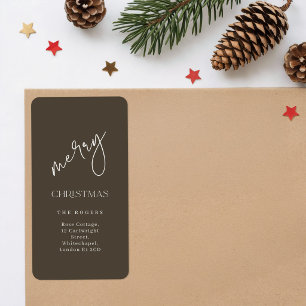 Modern White Script Typography Merry Christmas Label