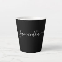 Modern White Script Typography Name On Black