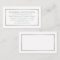 Modern White & Silver Evening Event Ticket Invite